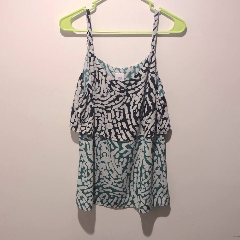 CAbi Abstract Hobnob green/black cami tank size M